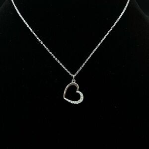 ESQ Open Heart Diamond Accent Necklace Silver Tone